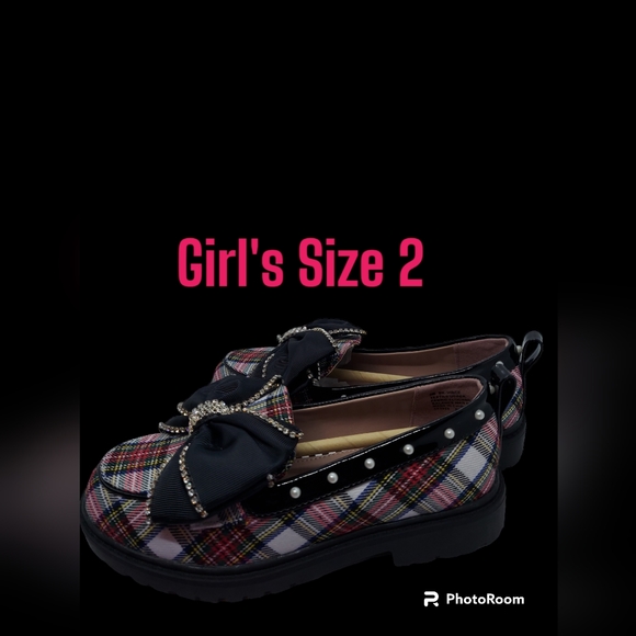 Betsey Johnson Vince White Plaid Dress Shoe Girls Size 2 NIB - Picture 5 of 8